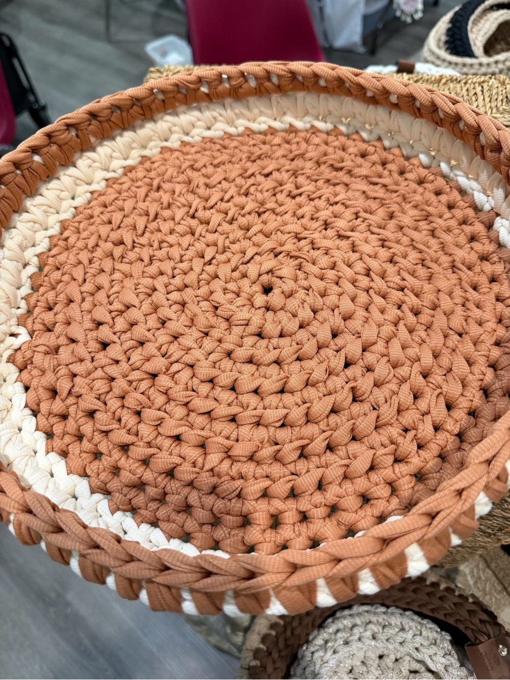 Handmade crocheted basket